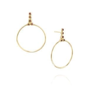 Circle earrings with cognac sapphires